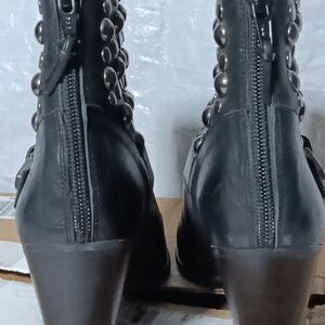 Stuart Weitzman Black Studded Combat Boots